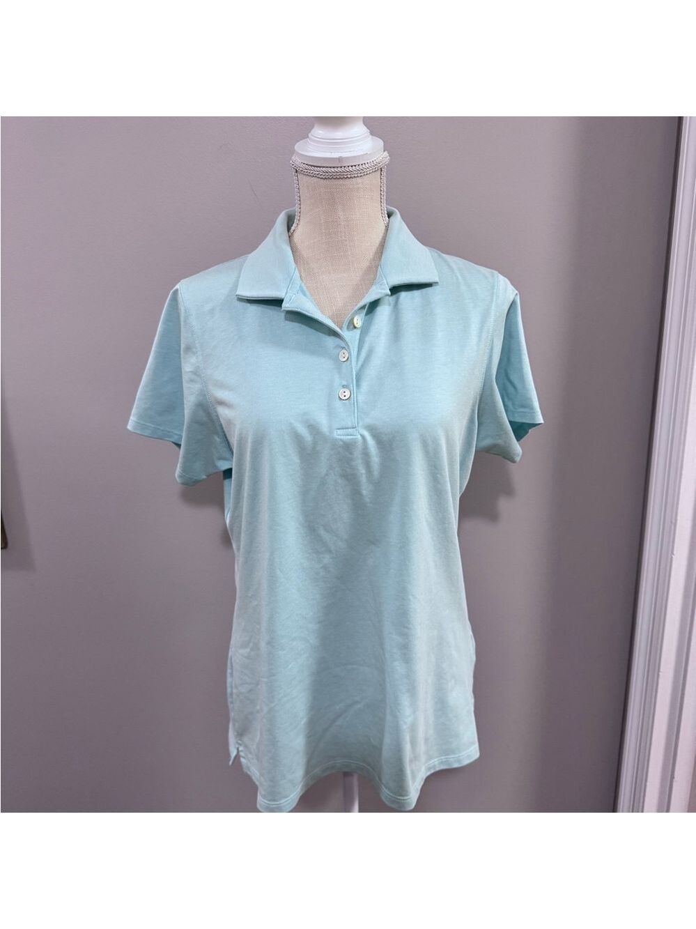 Women's Peter Millar Light Blue Golf  Polo Shirt. Size L